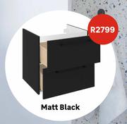 Sensea Remix Wall Hung Bathroom Cabinet Matt Black With Two Drawers W60cm x D46cm x H58cm