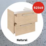 Sensea Remix Wall Hung Bathroom Cabinet Natural With Two Drawers W60cm x D46cm x H58cm