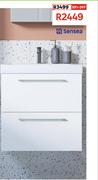 Sensea Remix Wall Hung Bathroom Cabinet White With Two Drawers W60cm x D46cm x H58cm 81494488