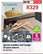 Spaceo Wooden Coat Hanger 20 Pack Natural 81461762