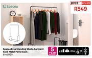 Spaceo Free Standing Studio Garment Rack Metal Paris Black 81461729