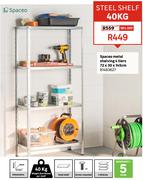 Spaceo Metal Shelving 4 Tiers 72 x 30 x 145cm 81483627
