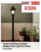 Plastic & Glass Outdoor Medium Post Light E27 Black 81483446