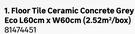 Eco Floor Tile Ceramic Concrete Grey L60cm x W60cm (2.52 Sqm/Box) 81474451-Per Sqm