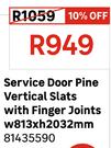 Service Door Pine Vertical Slats With Finger Joints W813 x H2032mm 81435590