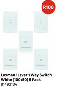 Lexman 1 Lever 1 Way Switch White 100 x 50 5 Pack 81492134