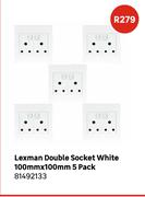 Lexman Double Socket White 100mm x 100mm 5 Pack 81492133