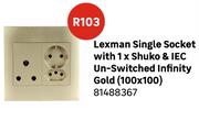 Lexman Single Socket With 1 x Shuko & IEC Un Switched Infinity Gold 100 x 100 81488367