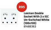 Lexman Double Socket With 2 x IEC Un Switched White 100 x 100 81488363