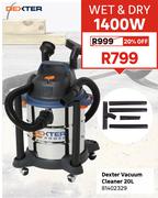 Dexter Wet & Dry Vacuum Cleaner 20Ltr 81402329