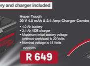 Hyper Tough 20V 4.0 Mah & 2.4 Amp Charger Combo 850026795