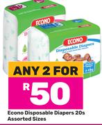Econo Disposable Diapers 20s Pack (Assorted Sizes)-For Any 2