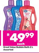 Great Value Bubble Bath Assorted-2Ltr Each