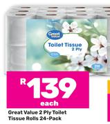 Great Value 2 Ply Toilet Tissue Rolls 24 Pack-Each