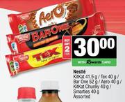 Nestle KitKat 41.5g/Tex 40g/ Bar One 52g/ Aero 40g/ KitKat Chunky 40g/Smarties 40g-For Any 2 