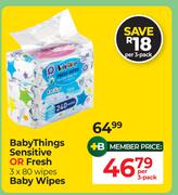 Baby Things Sensitive Or Fresh Baby Wipes-3 x 80 Wipes