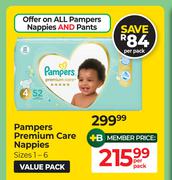 Pampers Premium Care Nappies Sizes 1-6-Per Pack