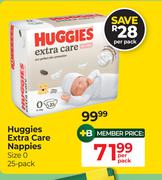 Huggies Extra Care Nappies Size 0 25 Pack-Per Pack