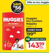 Huggies Dry Comfort Nappies Sizes 1-5-Per Pack