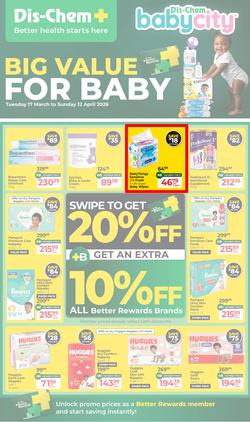 Dis-Chem : Big Value For Baby (17 March - 12 April 2026), page 1
