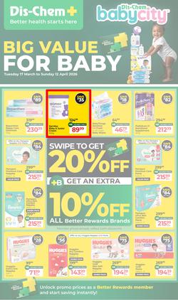 Dis-Chem : Big Value For Baby (17 March - 12 April 2026), page 1