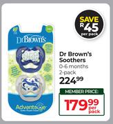 Dr Brown's Soothers 0-6 Months 2 Pack-Per Pack