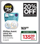Philips Avent Ultra Air Soothers 0-6 Months 2 Pack-Per Pack