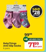 Baby Things Anti Slip Socks 6 Pairs-Per Pack