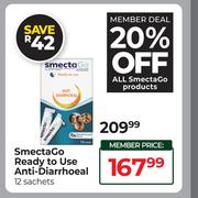 SmectaGo Ready To Use Anti Diarrhoeal 12 Sachets