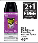 Raid Multi Insect Repellent Aerosol Spray (2 + 1 Cheapest Free)-300ml