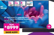 Samsung 65"(165cm) UHD Smart TV UA65U8000FKXXA Plus B-Series 2.0 Channel Soundbar HW-B400F/XA