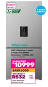 Hisense 463Ltr Bottom Freezer Fridge With Water Dispenser H610BS-WD