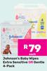 Johnson's Baby Wipes Extra Sensitive Or Gentle 4 Pack