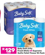 Baby Soft 2 Ply Fresh White Or Supreme Quilts Toilet Tissue 18 Pack