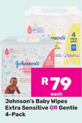 Johnson's Baby Wipes Extra Sensitive Or Gentle 4 Pack