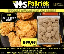 Die Visfabriek : Specials (18 March - 22 March 2026)