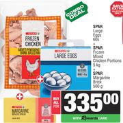 Spar Large Eggs 60s+Spar Frozen Mixed Chicken Portions 5Kg+Spar Margarine Brick 500g-For All