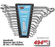 Auto Kraft Spanner Set 12 Pce (6-14) + 17/19/22mm FED.SPAN12PCE-Per Set