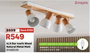 4 Lit Bar 4 x E14 Wood Natural Metal Matt 81488039