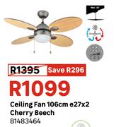 Ceiling Fan 106cm E27 x 2 Cherry Beech 81483464