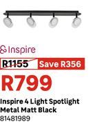 Inspire 4 Light Spotlight Metal Matt Black 81481989