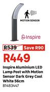 Inspire Aluminium LED Lamp Post With Motion Sensor Dark Grey Cool White 56cm 81483447