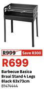 Barbecue Basica Braai Stand 4 Legs Black 63 x 73cm 81474444