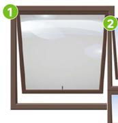 Aluminium Window Bronze Obscure Glass (Top Hung) PT66 81472231