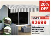 Calima Awning (White & Grey Stripes) 3 x 2m 81456424