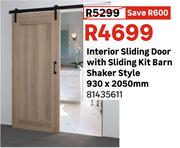 Interior Sliding Door With Sliding Kit (Barn Shaker Style) 930 x 2050mm 81435611
