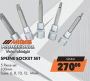 Midas Professional 5 Piece Spline Socket Set 100mm SLS5M