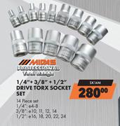 Midas Professional 1/4" + 3/8" + 1/2" Drive Torx Socket Set SK14M
