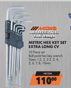 Midas Professional Metric Hex Key Set Extra Long CV HK10M