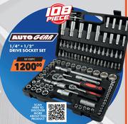 Auto Gear 1/4" + 1/2" Drive Socket Set SK108PC